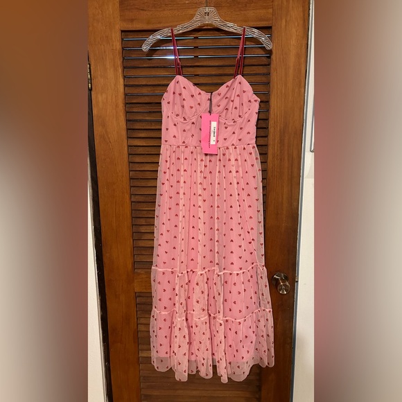 NWT VIRAL BETSEY JOHNSON Valentines Day Classically Pink Mesh Heart Dress TikTok - Picture 5 of 14